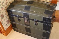 Antique Humpback Trunk w/ Leather Handles