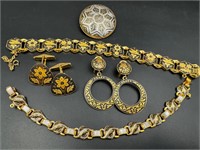 Vintage damascene jewelry lot