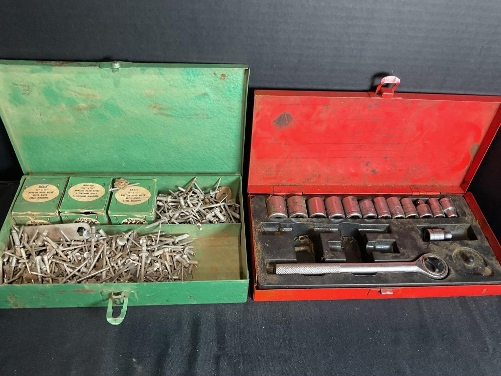 2 Vintage Metal Tool Boxes