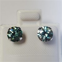 $600 10K  Bluish Green Moissanite(1.5ct) Earrings