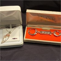 Sterling silver necklace and key chain.  Look at