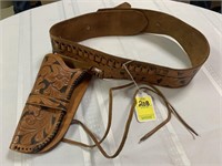 Leather Ammo Belt and Holster