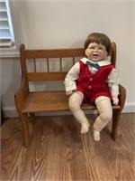 Child’s Bench with Porcelain Doll