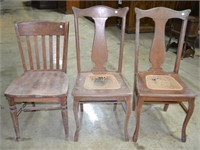 Oak wood vintage chairs (3)