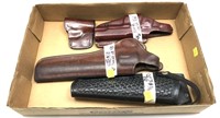 Lot: 4 assorted leather holsters includes