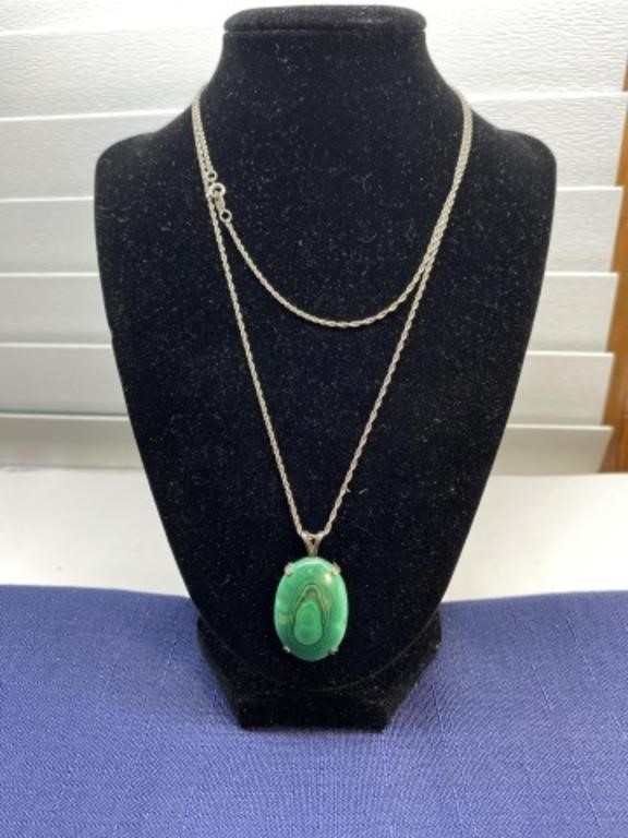 Sterling silver Green stone necklace