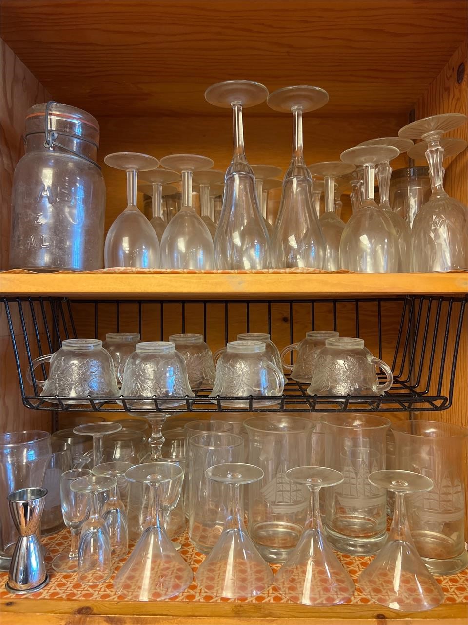 Kitchen cabinet lot glass ware