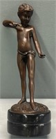 Bronze Nymph Statue Sculpture Black Slate Plinth