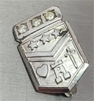 Sterling Pin w 3 Diamonds 1.97g Tested.