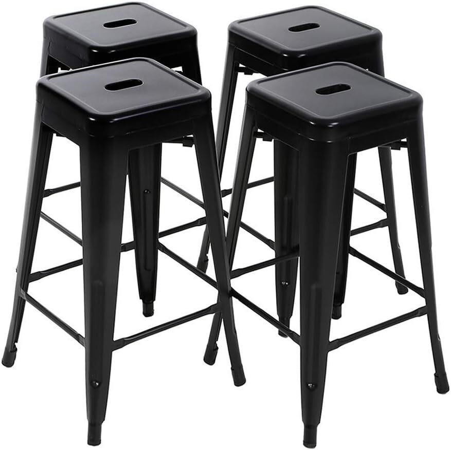 FDW Metal Bar Stools Set of 4  24 - Black