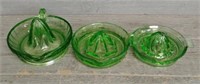(3) Uranium Green Juicer Bowls