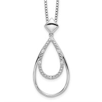 Sterling Silver Diamond Fancy Teardrop Necklace