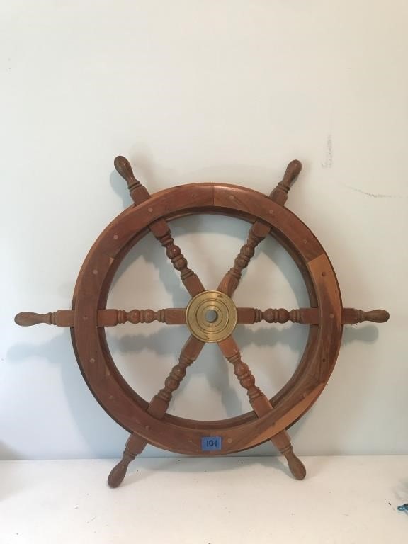 Vintage Maritime Steering Ship Wheel Brass Center