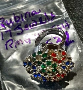 Rubina 17 jewel, stone encrusted  ring watch