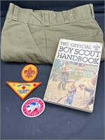 Vintage Boy Scouts of America shorts, handbook,