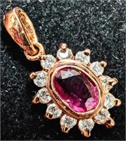 $3000 14K  Burmese Ruby(0.52ct) Diamond(0.22ct) Pe