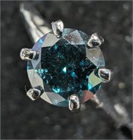 $6000 14K  Blue Diamond Treated(0.9ct) Ring
