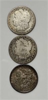 1889 & (2) 1889 O Morgan Silver Dollars