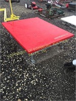 5'X4' RED METAL TABLE ON WHEELS