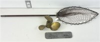 Brass prop, vintage fishing net, plaque