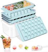 Stackable Round Ice Cube Tray Set with Lid & Bin