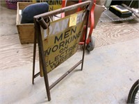 Vintage double sided a frame men working sign