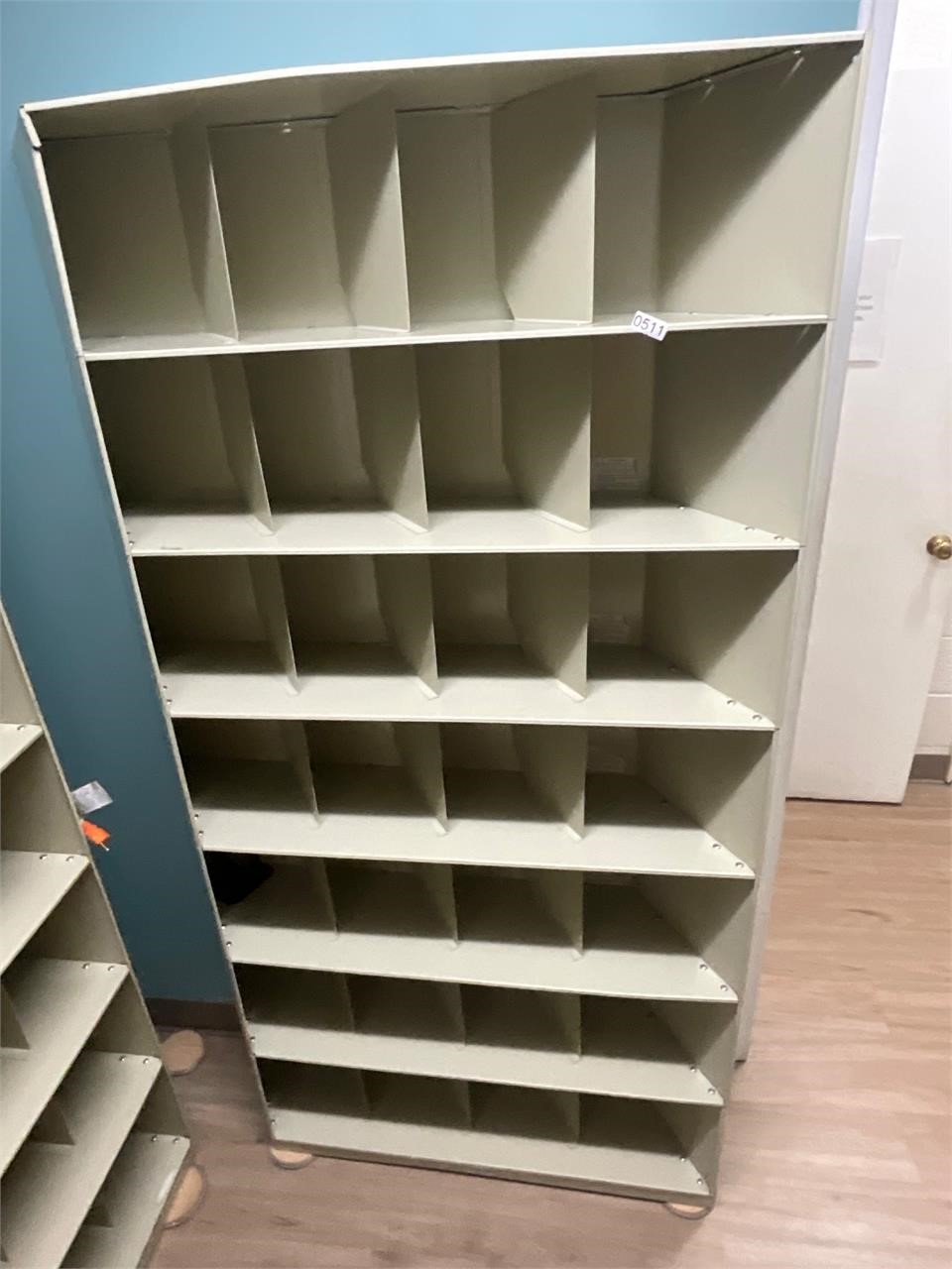 28 cubical metal shelf- made for a corner