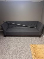 OFFSITE MELFORT: Grey fabric couch 7.5 & curtain