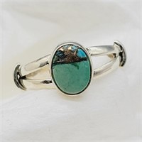 925 SILVER MOHAVE GREEN TURQUOISE RING SZ 7