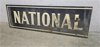 National porcelain sign with raised letters