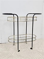 METAL SERVING TROLLEY WITH BRASSED ACCENTS