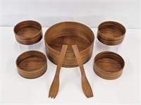 1970'S TEAK SALAD SERVING BOWL SET - DENMARK