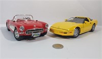 2 modèles réduits de Corvettes model cars