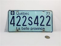 Plaque d'immatriculation Québec 1977