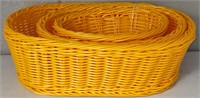 Plastic Oval Baskets 3 Yellow - 7" 9" 12"