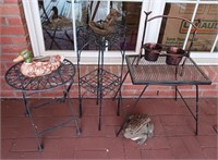 Metal Side Tables and Garden Art