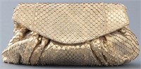 Carlos Falchi Gold-Tone Snake Print Clutch