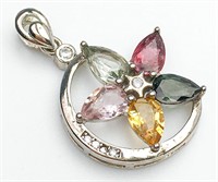 Natural Tourmaline Pendant 925 Silver