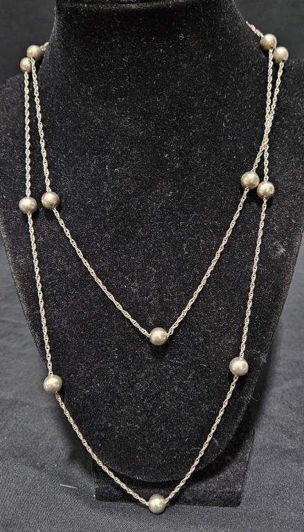 .925 Sterling Silver Necklace w Silver Balls