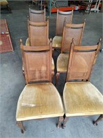 6 Temple Stuart Cane Back Side Chairs
