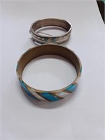 Blue and White Striped Enamel Bracelet,