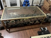 Gold Glass Top Coffee Table - 45 x 23 x 15