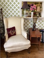 High Back Chair, End Table & 4 Lamps