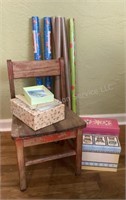 Kids Wood Chair, Gift Wrap & New Cards