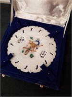 Marble Stone carved plate with Alabaster inlay