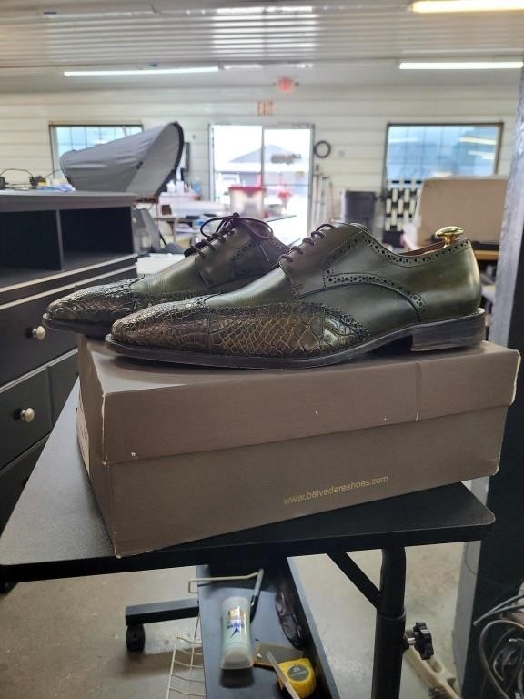 Belvedere alligator Emerald men's dress shoes