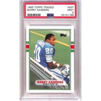 1989 Topps Traded Barry Sanders Rc Psa 9