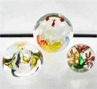 (3) GLASS PAPERWEIGHTS