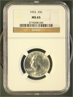 US Coins 1953 Washington Quarter MS65 NGC