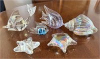 Glass Fish & Seashell Decor / Paperweight Lot